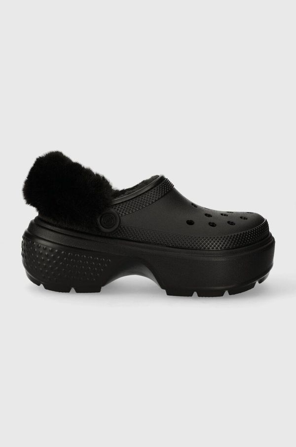 Crocs Natikači Crocs Stomp Lined Clog ženski, črna barva, 208546