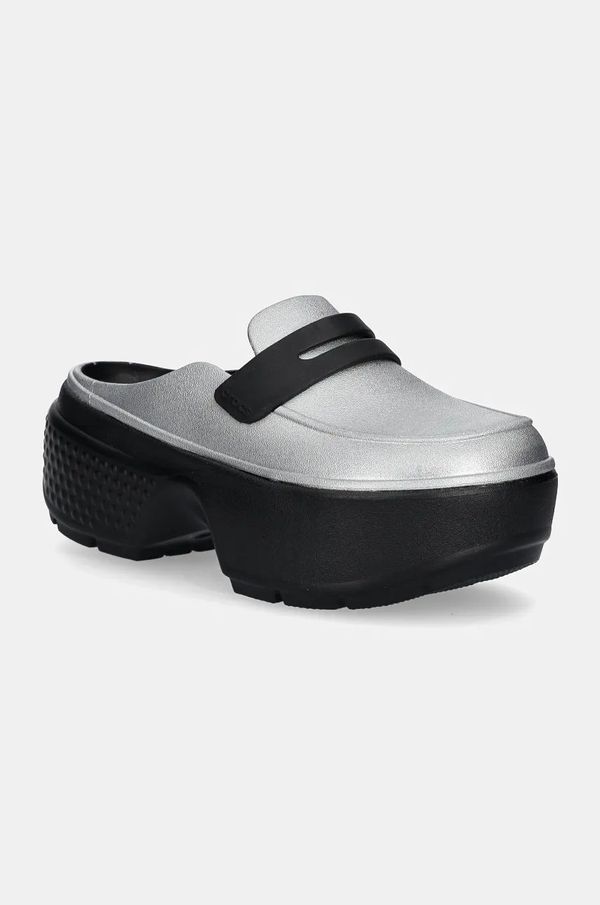 Crocs Natikači Crocs Stomp Metallic Loafer Clog ženski, srebrna barva, 210363