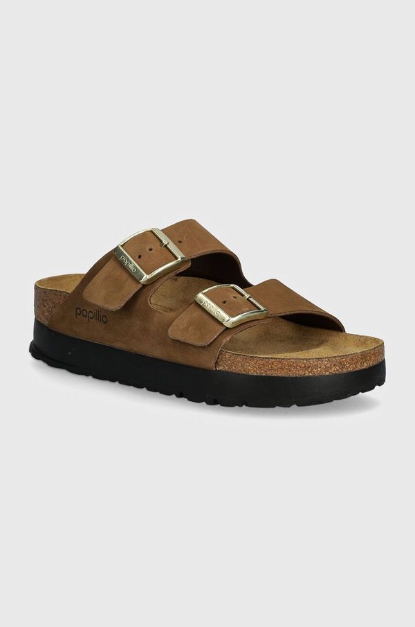 Birkenstock Natikači iz nubuka Birkenstock Arizona Platform Flex Birkenstock x Papillio rjava barva, 1028366