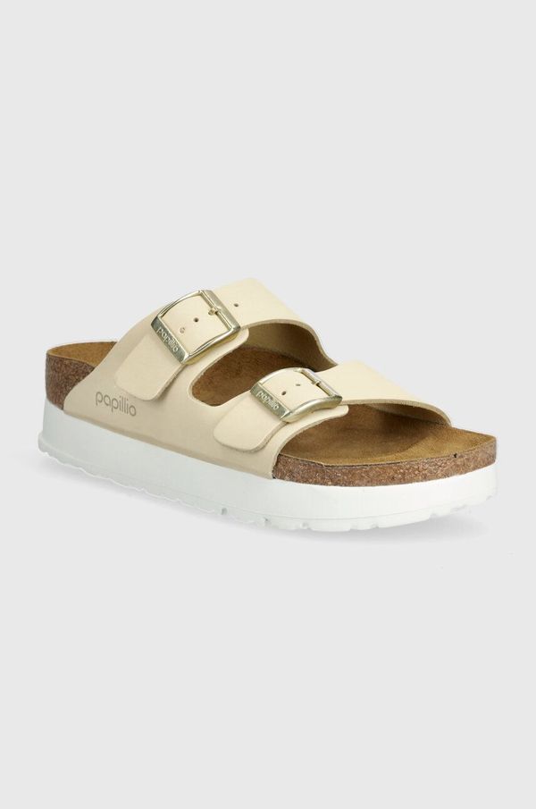 Birkenstock Natikači iz nubuka Birkenstock BIRKENSTOCK X PAPILLIO Arizona Platform Flex bež barva, 1026924