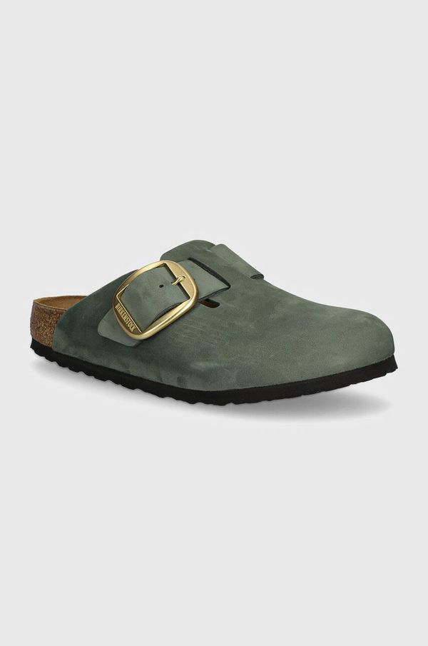 Birkenstock Natikači iz nubuka Birkenstock Boston Big Buckle zelena barva, 1028033