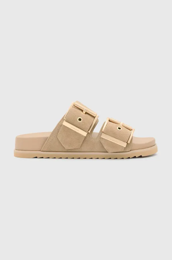 AllSaints Natikači iz semiša AllSaints Sian Sandal ženski, bež barva, W035FC