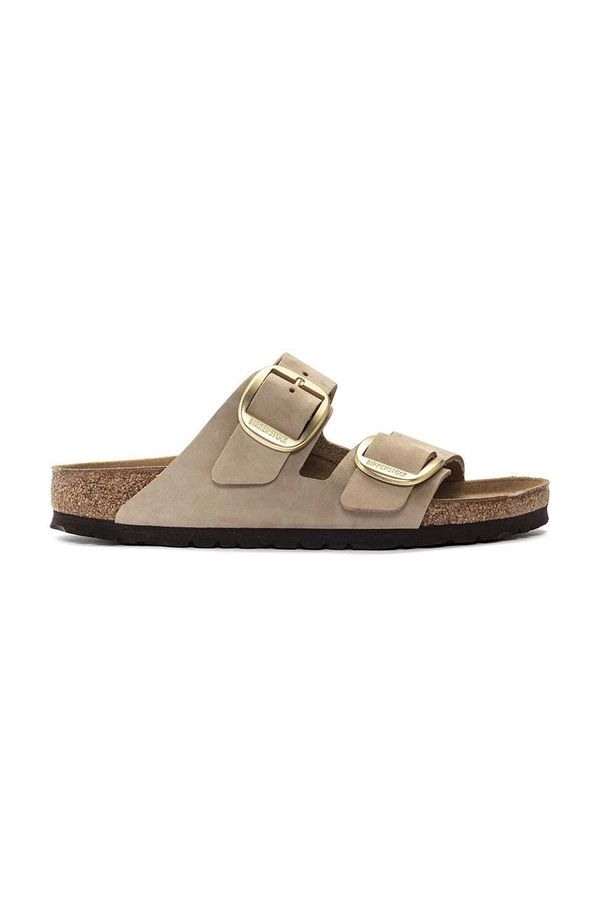 Birkenstock Natikači iz semiša Birkenstock Arizona Big Buckle ženski, bež barva, 1024064