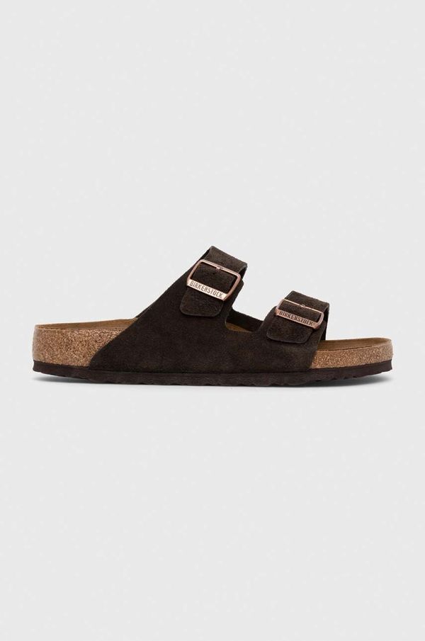 Birkenstock Natikači iz semiša Birkenstock Arizona moški, rjava barva, 1027077