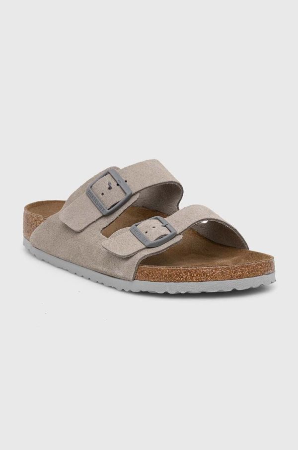 Birkenstock Natikači iz semiša Birkenstock Arizona moški, siva barva, 1027749