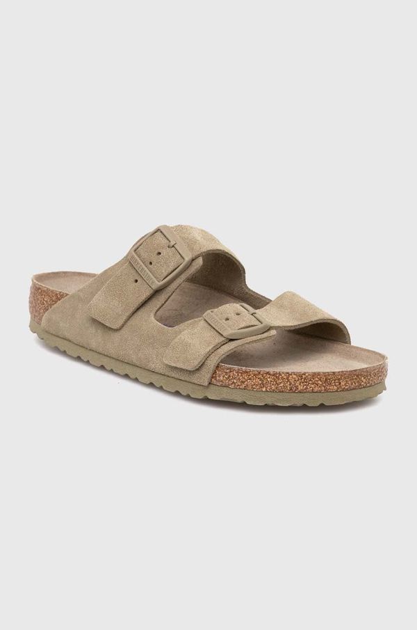 Birkenstock Natikači iz semiša Birkenstock Arizona SFB moški, zelena barva, 1019045