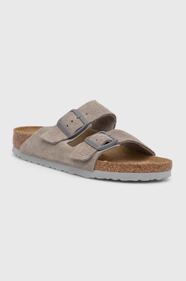 Birkenstock Natikači iz semiša Birkenstock Arizona ženski, siva barva, 1027687