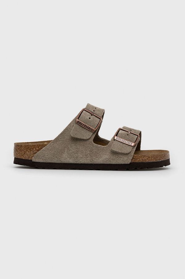 Birkenstock Natikači iz semiša Birkenstock Arizona ženski, siva barva