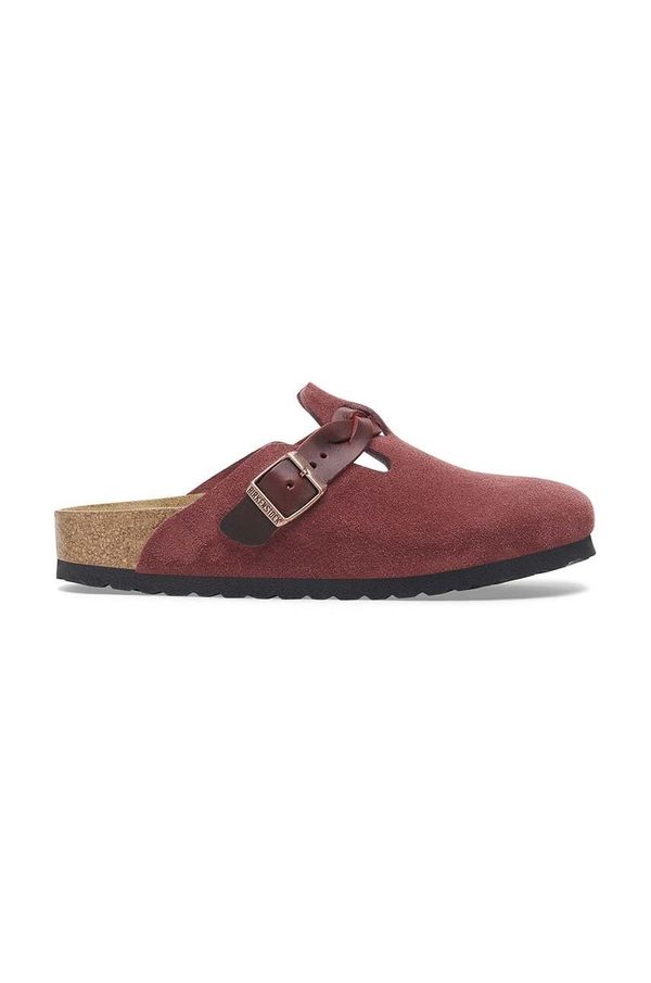 Birkenstock Natikači iz semiša Birkenstock Boston Braided ženski, bordo barva, 1027925