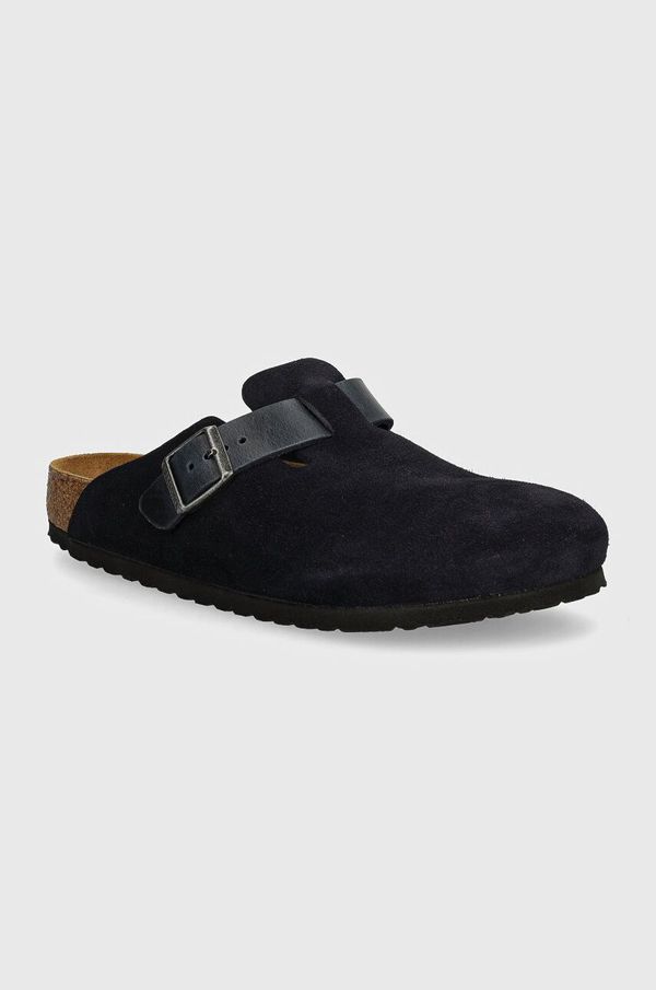 Birkenstock Natikači iz semiša Birkenstock Boston moški, mornarsko modra barva, 1028210