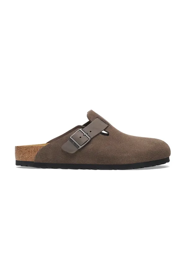 Birkenstock Natikači iz semiša Birkenstock Boston moški, zelena barva, 1029210