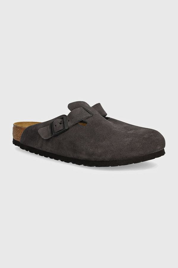 Birkenstock Natikači iz semiša Birkenstock Boston siva barva, 1028602