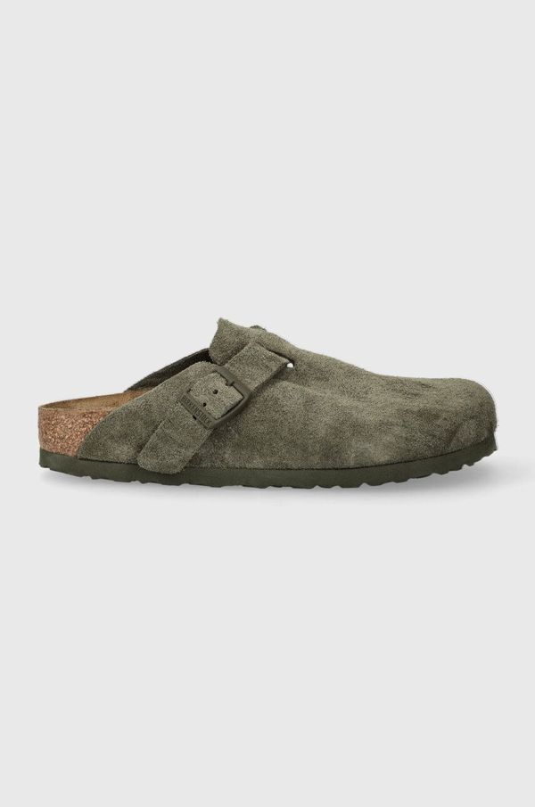 Birkenstock Natikači iz semiša Birkenstock Boston ženski, zelena barva