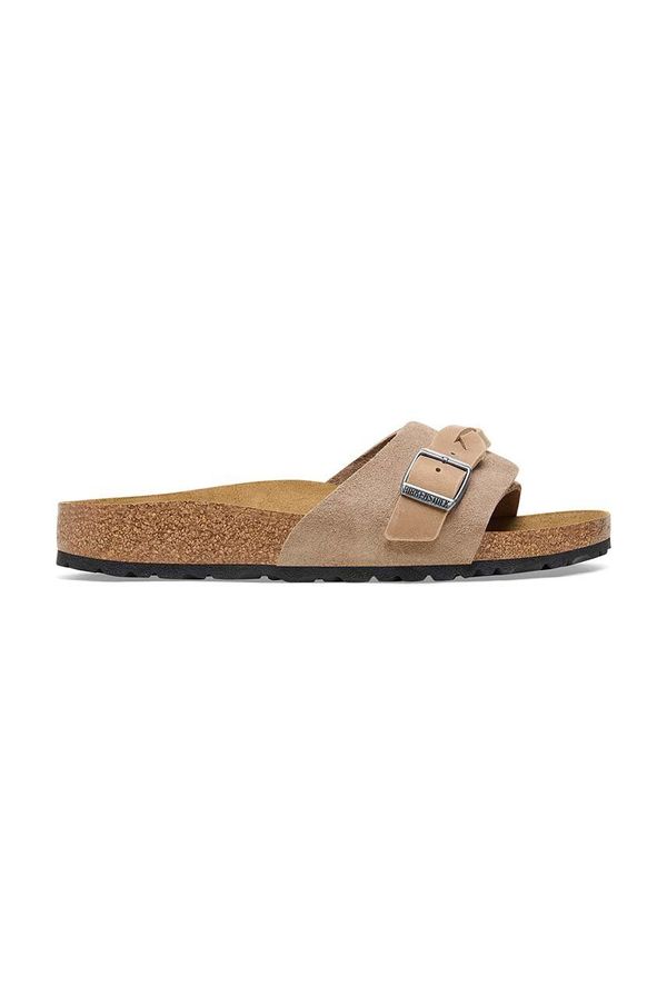 Birkenstock Natikači iz semiša Birkenstock Oita Braided ženski, bež barva, 1026730