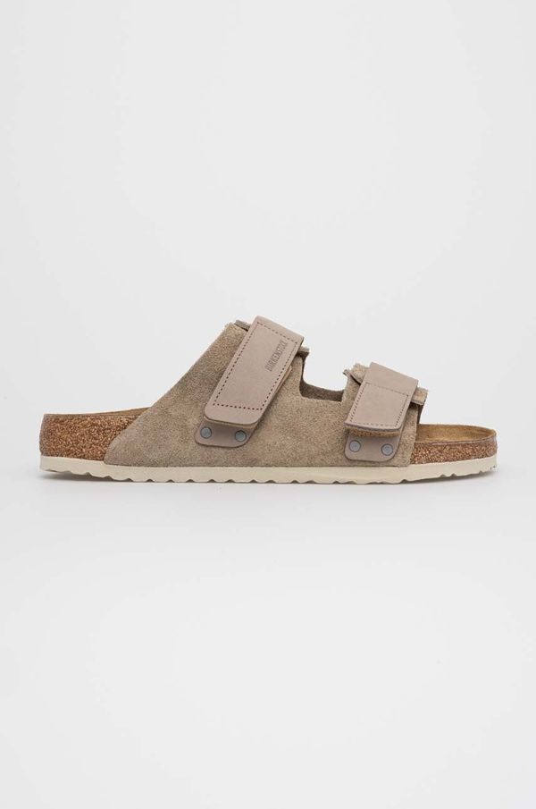 Birkenstock Natikači iz semiša Birkenstock Uji moški, bež barva, 1025690