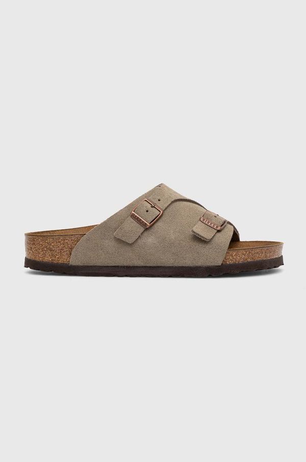 Birkenstock Natikači iz semiša Birkenstock ženski, siva barva