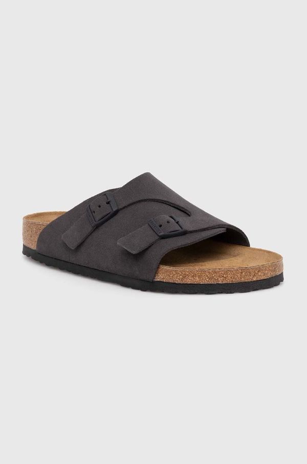 Birkenstock Natikači iz semiša Birkenstock Zürich moški, siva barva, 1028586