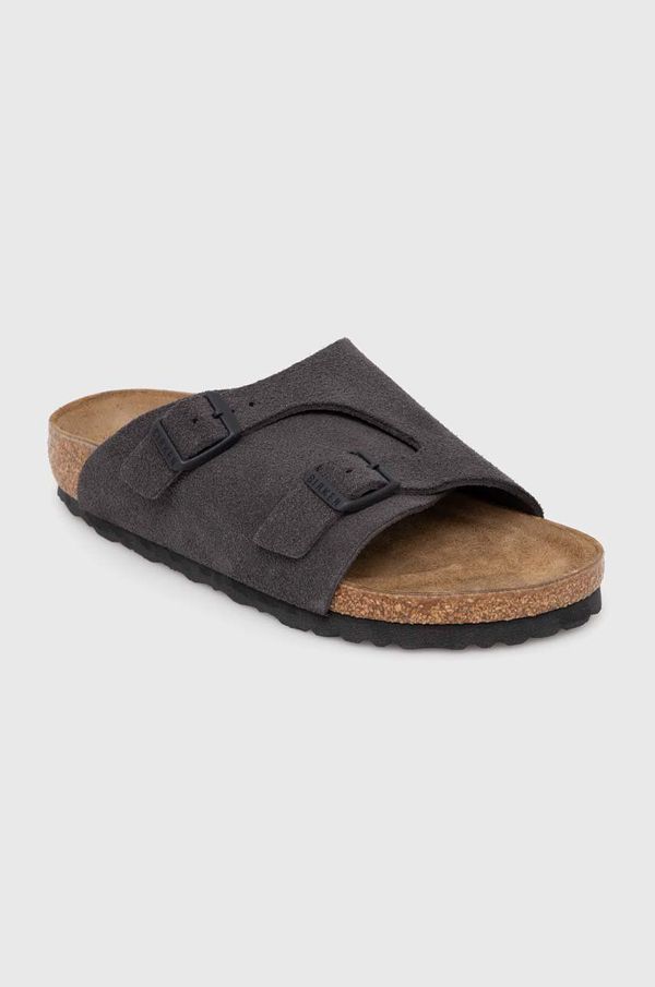 Birkenstock Natikači iz semiša Birkenstock Zürich ženski, siva barva, 1028547