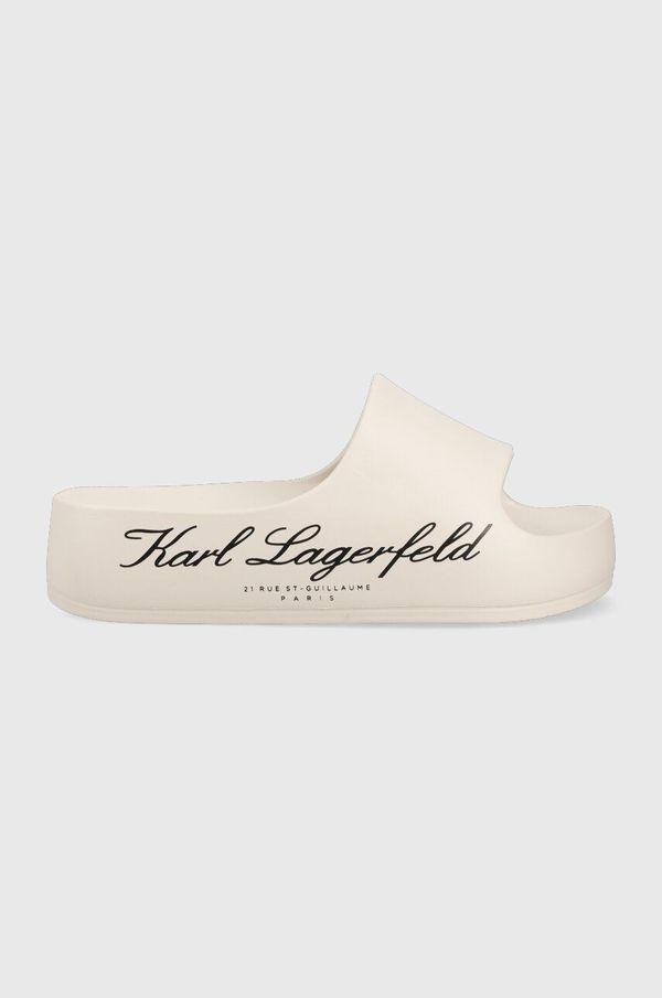 Karl Lagerfeld Natikači Karl Lagerfeld KOBO II ženski, bež barva, KL86000
