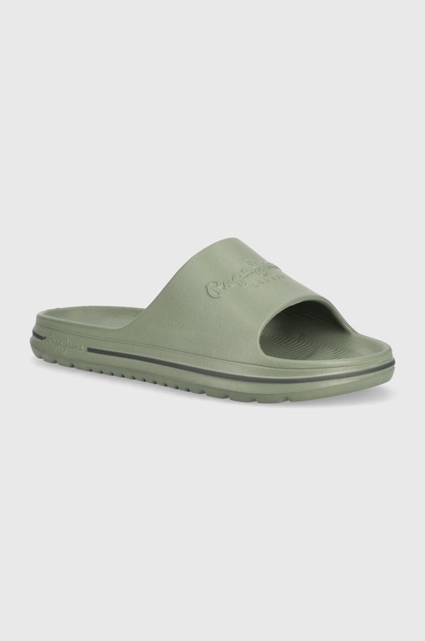 Pepe Jeans Natikači Pepe Jeans Beach Slide moški, zelena barva, BEACH SLIDE M