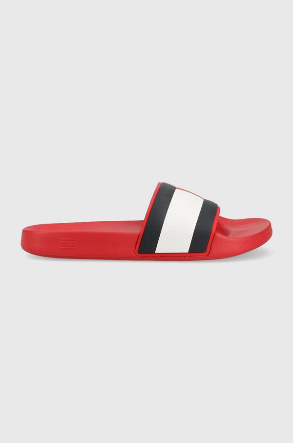 Tommy Hilfiger Natikači Tommy Hilfiger RUBBER TH FLAG POOL SLIDE moški, rdeča barva, FM0FM04263