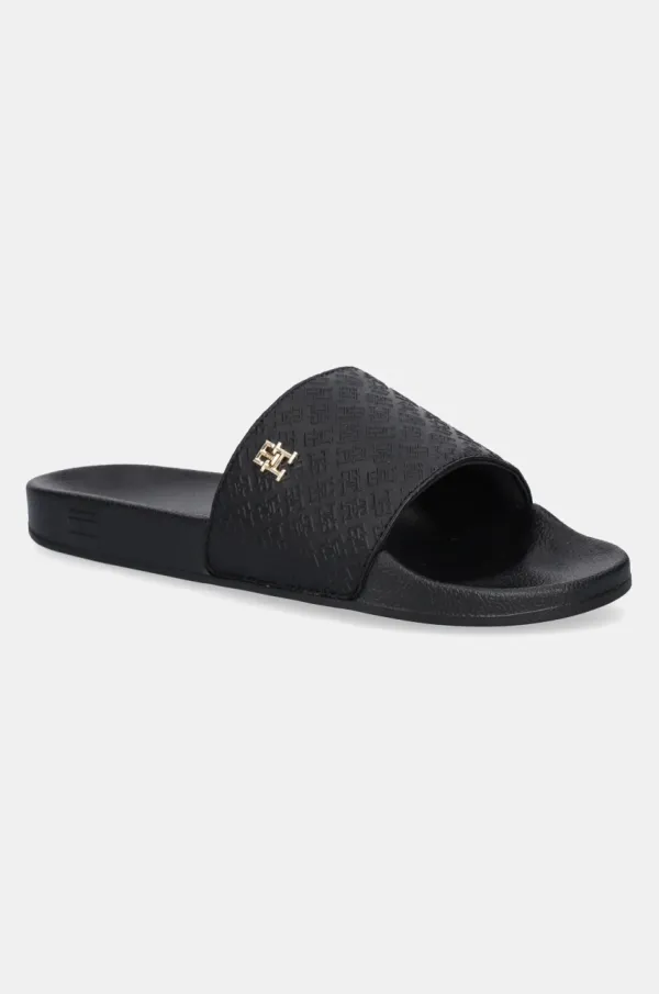 Tommy Hilfiger Natikači Tommy Hilfiger TH MONOGRAM POOLSIDE ženski, črna barva, FW0FW08525