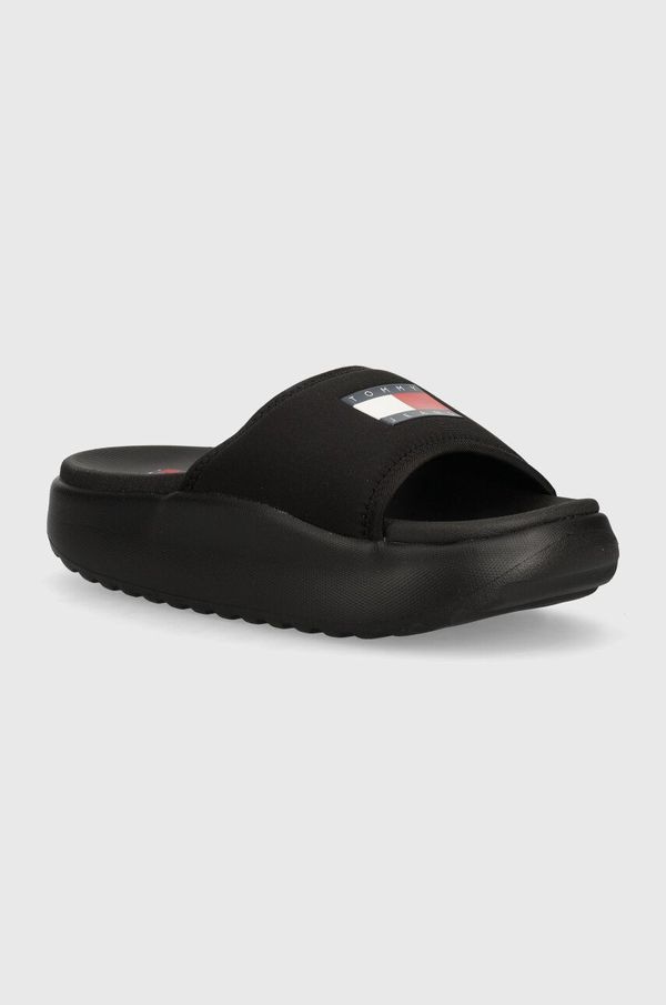 Tommy Jeans Natikači Tommy Jeans TJW CHUNKY POOL SLIDE ženski, črna barva, EN0EN02448