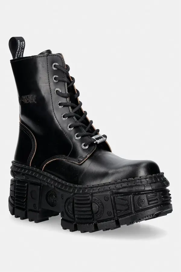 New Rock New Rock delovni čevlji s platformo ženski usnjeni ANTIK NEGRO REVES CUERO