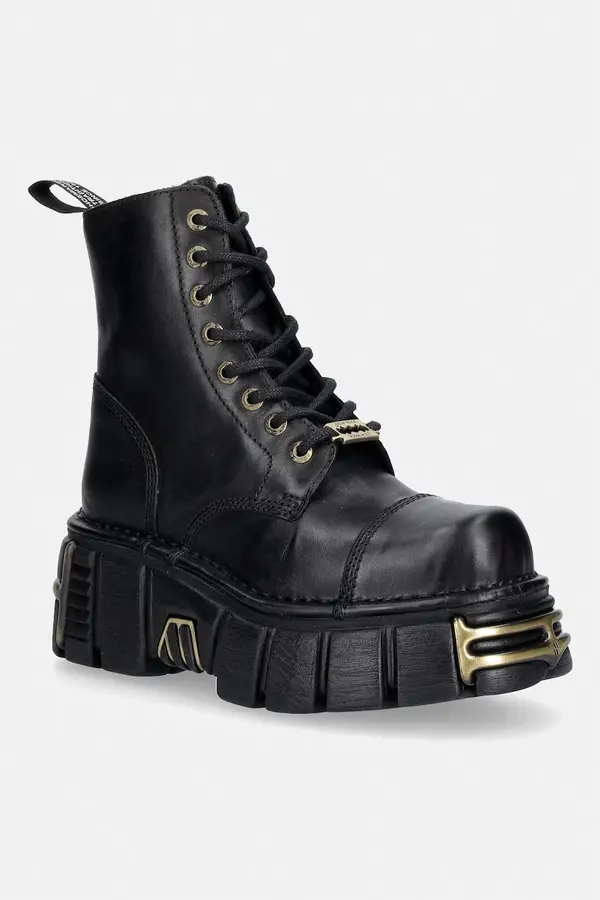 New Rock New Rock delovni čevlji ženski usnjeni CRUST NEGRO, TOWER NEGRO ORO VIEJO