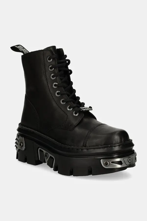 New Rock New Rock Usnjeni nizki škornji New Rock CRUST NEGRO + REACTOR NEGRO