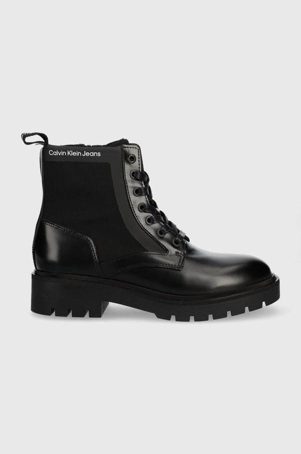 Calvin Klein Jeans Nizki škornji Calvin Klein Jeans Military Boot ženski, črna barva