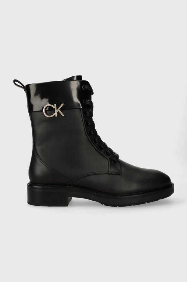 Calvin Klein Nizki škornji Calvin Klein RUBBER SOLE COMBAT BOOT W/HW ženski, črna barva, HW0HW01717