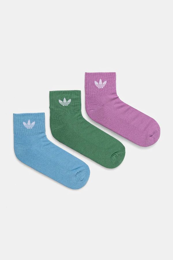 adidas Originals Nogavice adidas Originals 3-pack ženske, zelena barva, IX5241