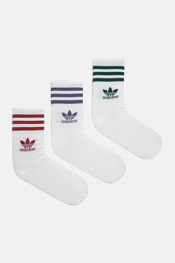 adidas Originals Nogavice adidas Originals 3-Stripes 3-pack bela barva, JI9471