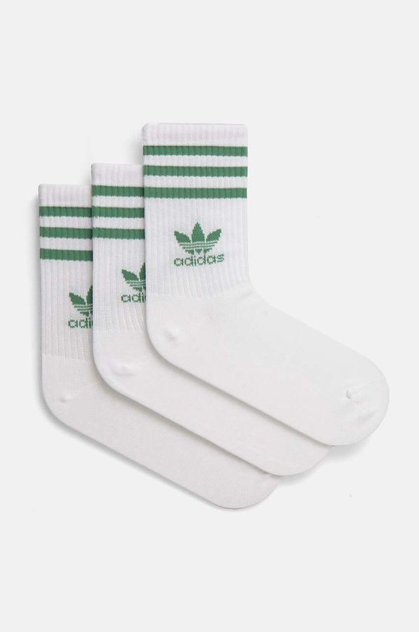 adidas Originals Nogavice adidas Originals Adicolor 3-pack bela barva, JF6356