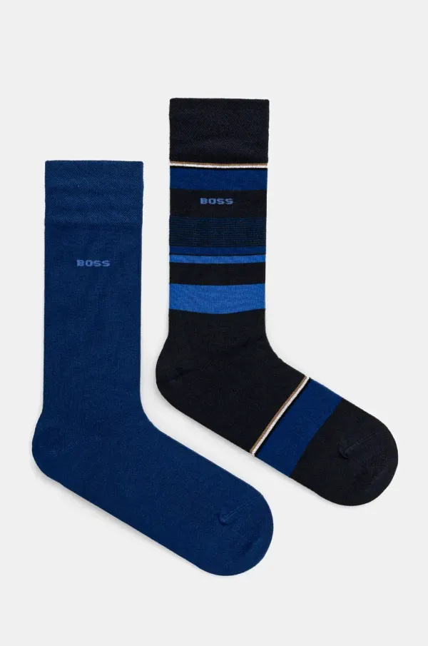 BOSS Nogavice BOSS 2-pack moške, mornarsko modra barva, 50524321