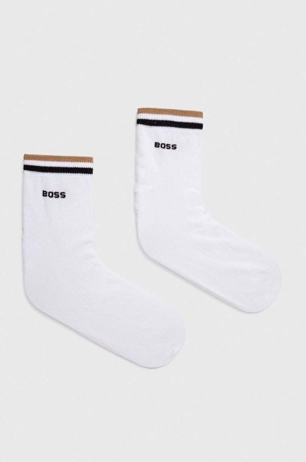 Boss Nogavice BOSS 2-pack moški, bela barva