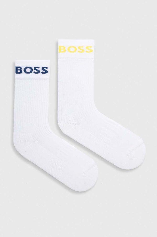 Boss Nogavice BOSS 2-pack moški, bela barva