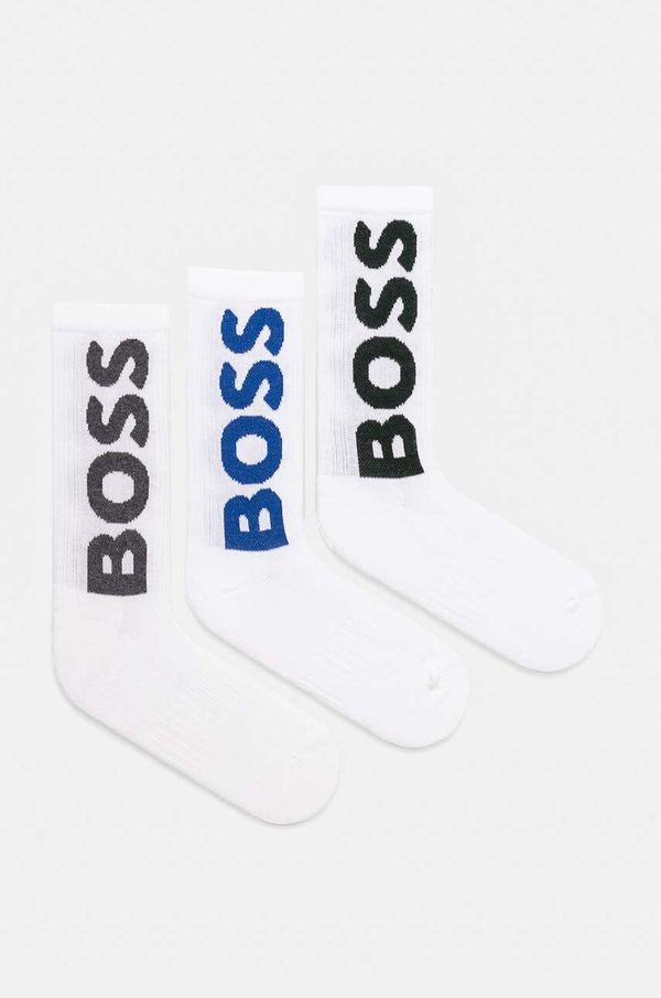 Boss Nogavice BOSS 3-pack moške, bela barva, 50524259