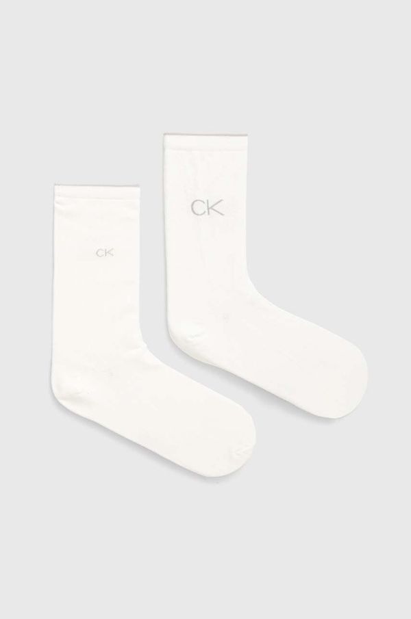 Calvin Klein Nogavice Calvin Klein 2-pack ženske, bela barva 701228101