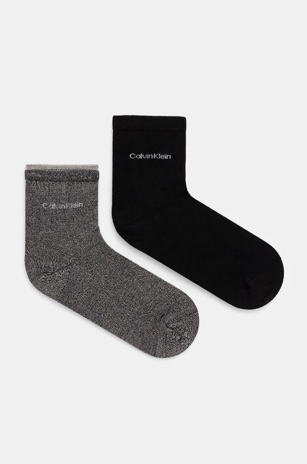 Calvin Klein Nogavice Calvin Klein 2-pack ženske, črna barva, 701229452