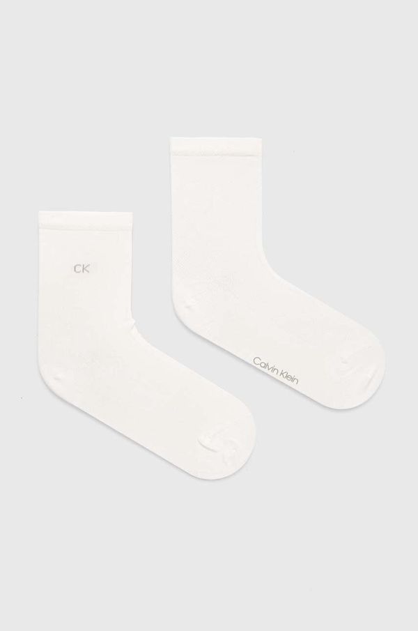 Calvin Klein Nogavice Calvin Klein 2-pack ženski, bela barva