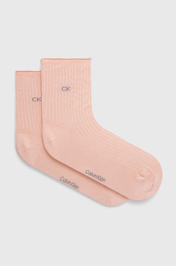 Calvin Klein Nogavice Calvin Klein 2-pack ženski, roza barva