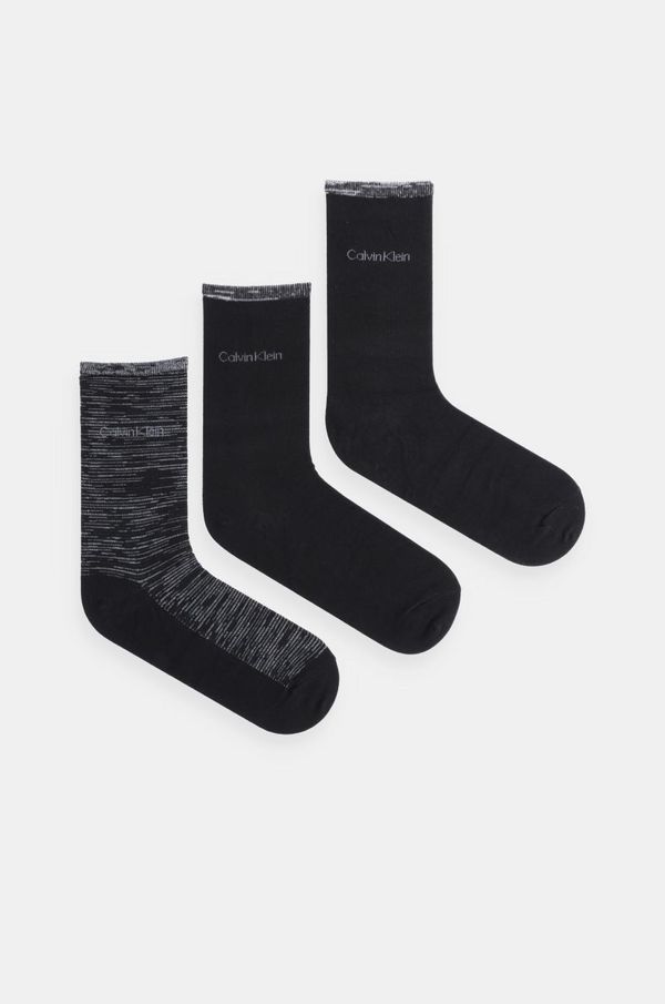 Calvin Klein Nogavice Calvin Klein 3-pack ženske, črna barva, 701229443