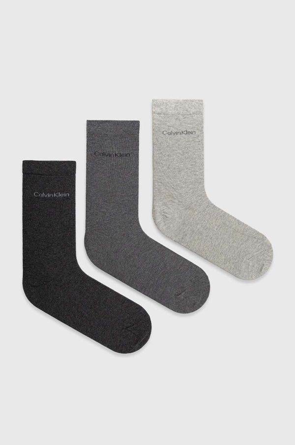 Calvin Klein Nogavice Calvin Klein 3-pack ženske, siva barva, 701226676