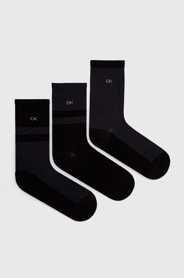 Calvin Klein Nogavice Calvin Klein 3-pack ženski, črna barva