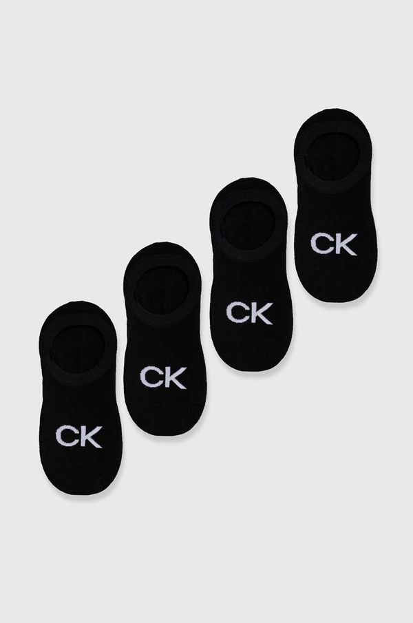Calvin Klein Nogavice Calvin Klein 4-pack ženske, črna barva, 701220509