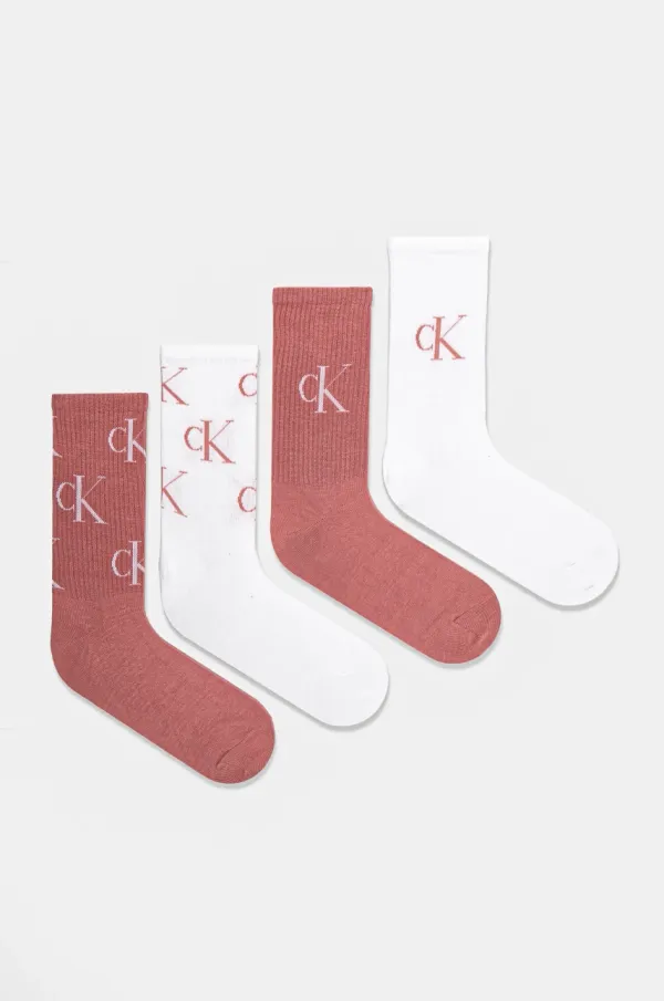 Calvin Klein Jeans Nogavice Calvin Klein Jeans 4-pack ženske, oranžna barva, 701229463