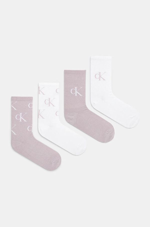 Calvin Klein Jeans Nogavice Calvin Klein Jeans 4-pack ženske, vijolična barva, 701229463