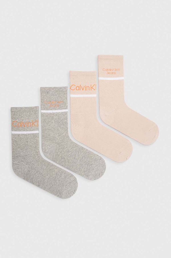 Calvin Klein Jeans Nogavice Calvin Klein Jeans 4-pack ženski, oranžna barva